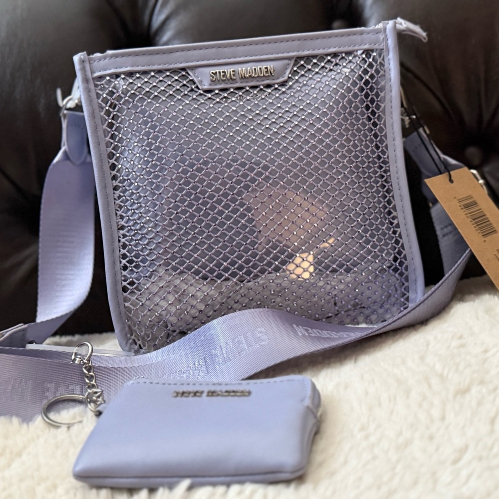 Steve Madden 💜 NWT Purple Clear Crossbody Bag Shine 🫶🏼 Perfect for Stadium BTS